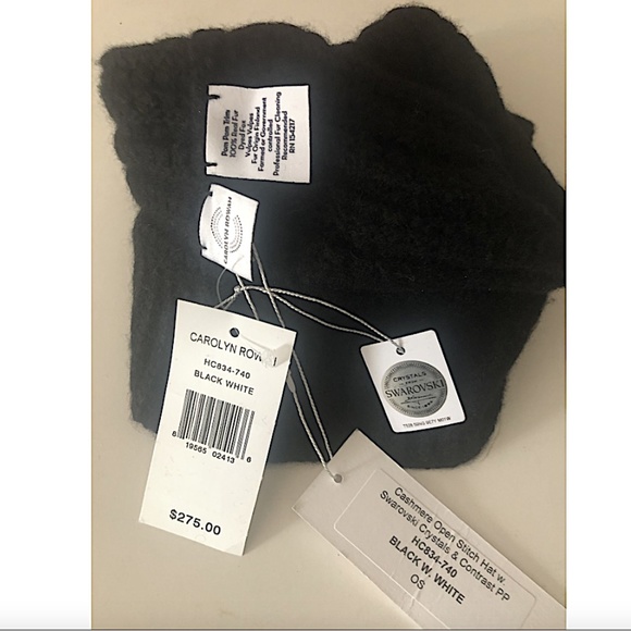 Carolyn Rowan Crystal Cashmere Beanie w/fox Fur Pompom - Picture 2 of 8